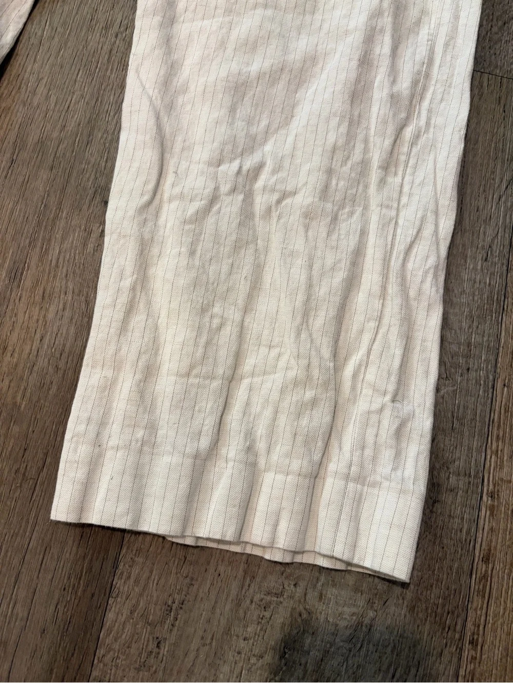 Banana Republic Cream Pinstripe Linen and Cotton Pants Lightweight Breathable